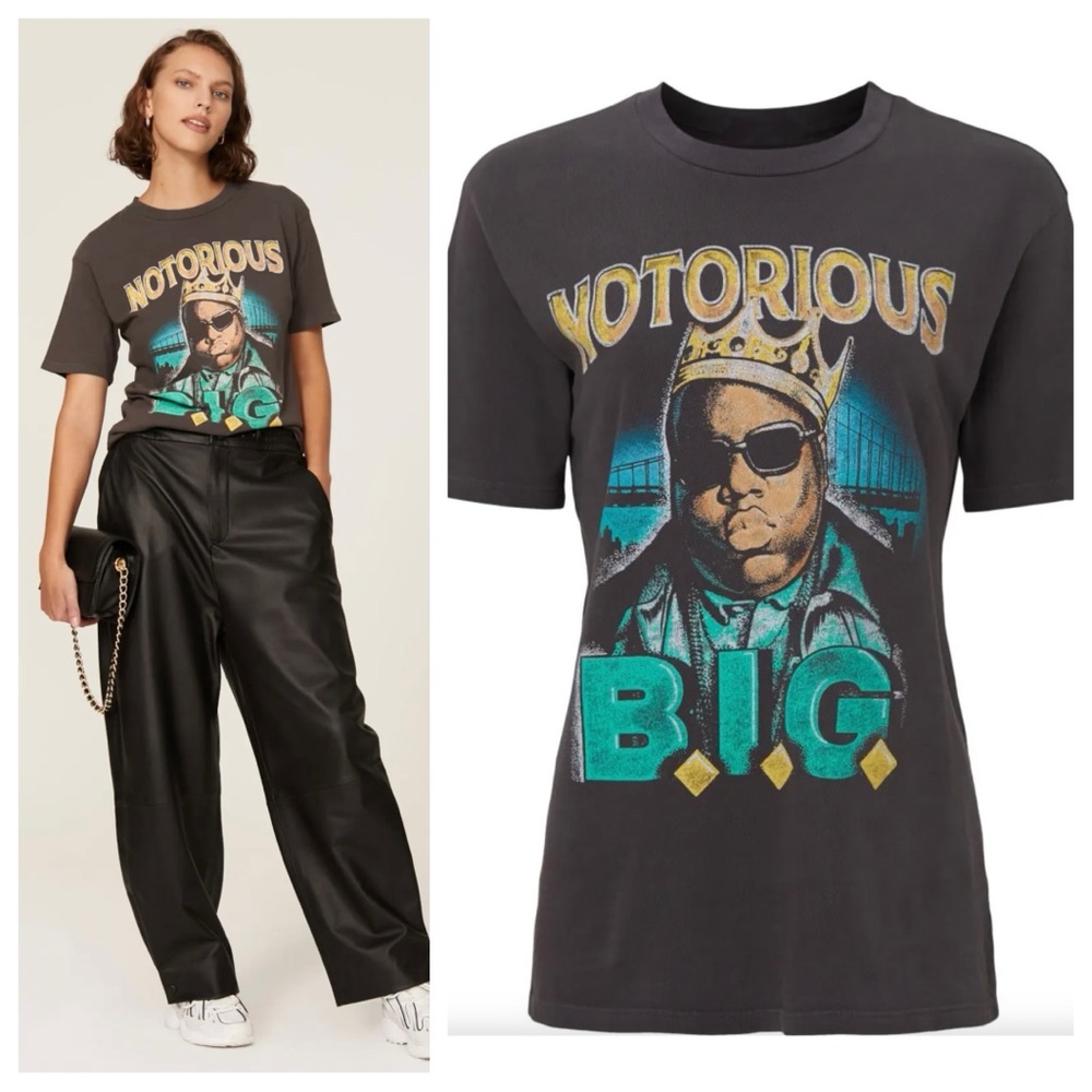 DAYDREAMER Notorious B.I.G. Crown Weekend Tee in Washed Black, Medium